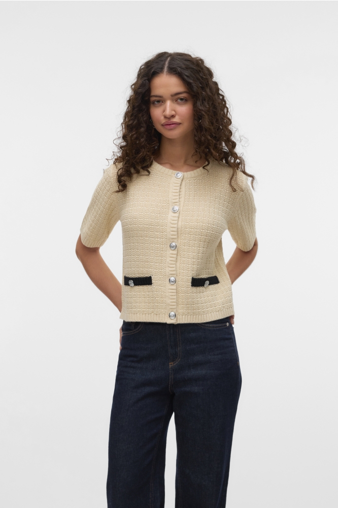 VMHARPER 2/4 BUTTON PULLOVER EXP 10327603 BIRCH/WITH BLACK